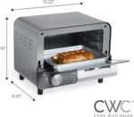 COOK WITH COLOR Mini Toaster Oven: 600W Power, Precision Timer, Auto Shutoff, and Culinary Delights Up To 450 Degrees, Grey - Image 5