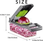 Ourokhome Vegetable Chopper Onion Cutter, 12 in 1 Professional Mandoline Slicer for Kitchen, Multifunctional Food Chopper for Potato, Tomato, Veggie with Strainer Basket, 8 Blades, Gray - Image 5