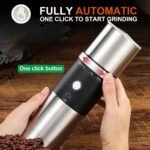 Portable Burr Coffee Grinder, Electric Adjustable Burr Mill Machine Suitable for Travel,Camping with Bag (Red) - Image 8