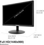 17 inch PC Monitor LED Monitor 1440x900, 75HZ, 5Ms, 16:10, Viewing Angle 95°(Horizontal),TN Panel, VESA Wall Mountable, VGA & HDMI Port, Black - Image 4