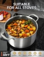 MICHELANGELO Tri-ply Stainless Steel Stock Pot, 8-Quart Stockpot with Lid, 18/10 Nonstick Cooking Pot with Honeycomb Interior, Compatible with All Cooktops - Image 4