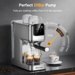 Espresso Machine, 20 Bar Professional Espresso Coffee Maker with Milk Frother Steam Wand, Hot & Iced Coffee Machine, Compact Stainless Steel Coffee Machine for Cappuccino,Latte,Cold Brew - Image 3