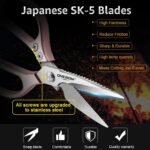 2 Pack ONEBOM Kitchen Shears,Kitchen Scissors Heavy Duty Serrated Blade for Cutting Meat, Food, Fish, Poultry Sharp Scissors, Apartment Kitchen Accessories,Gift Herb Scissor(Rose Glod) - Image 3