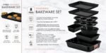 Nonstick Ceramic Bakeware Set – 8 Piece Baking Pans Set, Oven Safe to 450°F, Includes Muffin Pans, Cookie Sheets, Loaf, Roaster, Round & Square Pans, BPA-Free - Image 3