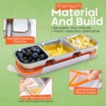 Stainless Steel Bento Box Snack Containers – 3-Compartment Leakproof Lunch Box, Reusable Metal Food Storage for Kids & Adults, School, Travel, Camping (2 Pack) - Image 4