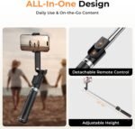 Sensyne Selfie Stick for Phone, Extendable Travel Tripod with Detachable Remote for Photography, Selfies, Compatible with All Cell Phones, Black - Image 4