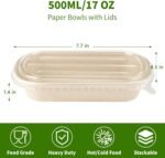 Ocmoiy 50 Pack 17 Oz Disposable Paper Meal Prep Food Containers with Lids for Salad, Lunch, Pasta, Burrito, Chipotle, Leftovers, Take Out, Microwaveable and Freezable, 50 Bowls 50 Lids - Image 3