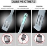 To encounter 5 Pieces Silicone Spatula Set, Non-Stick Silicone Turner Spatulas, Heat Resistance Cooking Utensils, Flip Turner for Fish, Egg, Pancake,Dishwasher Safe, Light Grey - Image 3