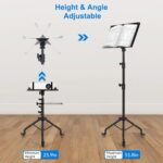 Laptop Tripod on Wheels with 2 Shelves, Portable Projector Floor Stand Adjustable Height 25.9 to 51.8 Inch with Phone Holder - Image 4