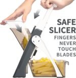 ONCE FOR ALL Safe Mandoline Slicer 5 in 1 Vegetable Chopper Food Potato Cutter, Strips Julienne Dicer Adjustable Thickness 0.1-8 mm Kitchen Chopping Artifact Fast Meal Prep (Gray) - Image 3