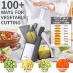 ONCE FOR ALL Safe Mandoline Slicer 5 in 1 Vegetable Chopper Food Potato Cutter, Strips Julienne Dicer Adjustable Thickness 0.1-8 mm Kitchen Chopping Artifact Fast Meal Prep (Gray) - Image 4