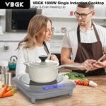VBGK Induction Cooktop, 1800W Single Burner Induction Burner,Hot Plate with 5 Cooking Modes,Stove Top with 9 Temperature Levels, 4H Timer - Image 3