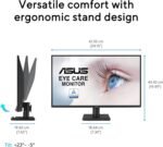 ASUS 27” 1440P Eye Care Monitor (VA27AQ) - IPS, QHD (2560 x 1440), 99% sRGB, Frameless, HDMI, DisplayPort, VGA, 1ms, Speakers, Low Blue Light, Flicker Free, VESA Wall Mountable, 3 yr Warranty - Image 4
