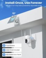 Solar Security Cameras Wireless Outdoor, 3MP Pan Tilt 360°WiFi Camera with Color Night Vision/PIR Sensor/2-Way Audio/Alexa/Google Assistant - Image 3