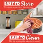 Gourmia Belgian Waffle Maker – Compact Design with Upright Storage, Adjustable Browning, and Easy-Clean Nonstick Ceramic Plates, Stainless Steel - Image 5