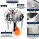 P&P CHEF 12 Quart Stainless Steel Stock Pot with Lid, Large Stockpot for Cooking Pasta Soup, Cookware for Induction Gas Electric Stoves, Visible Lid & Measuring Markings, Dishwasher Safe - Image 4