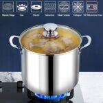 P&P CHEF 12 Quart Stainless Steel Stock Pot with Lid, Large Stockpot for Cooking Pasta Soup, Cookware for Induction Gas Electric Stoves, Visible Lid & Measuring Markings, Dishwasher Safe - Image 5
