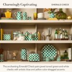 MACKENZIE-CHILDS Electric Kettle, Stainless-Steel Tea Kettle, Green-and-White Emerald Check - Image 4