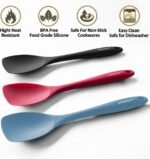 Upgrade Silicone Spatula Spoon Set,VOVOLY Heat Resistant Rubber Spoonula, Seamless Non-Stick Flexible Scrapers for Baking Mixing Tool,3 Pack,Starry Blue - Image 3