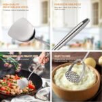 Stainless Steel Kitchen Utensils Set 18 10 Stainless Steel Cooking Utensils Set - 12 PCS Large Metal Cooking Utensil Tools Set - Image 4
