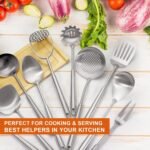 Stainless Steel Kitchen Utensils Set 18 10 Stainless Steel Cooking Utensils Set - 12 PCS Large Metal Cooking Utensil Tools Set - Image 5