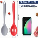 Boao 4 Pcs Silicone Spoons for Cooking 10.6 Inch Large Nonstick Serving Spoons Heat Resistant Slotted Spoon for Mixing & Stirring Kitchen Cooking Utensils, Dishwasher Safe(Mixed Colors) - Image 3