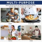 Boao 4 Pcs Silicone Spoons for Cooking 10.6 Inch Large Nonstick Serving Spoons Heat Resistant Slotted Spoon for Mixing & Stirring Kitchen Cooking Utensils, Dishwasher Safe(Mixed Colors) - Image 5