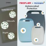 Neoflam Microban Antimicrobial Plastic Cutting Board 3 Sets, BPA Free, Non-Slip EZ Grip Handle, Dishwasher Safe, Reversible Use, Large Juice Grooves, Blue Gray - Image 3