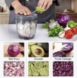 INCITATUS Manual Food Chopper with Pull Cord 30 fl oz - Pull String Chopper - Hand Pull Vegetable & Garlic Chopper - BPA Free Bowl & Stainless Steel Blades - Manual pull string cutter - Image 3