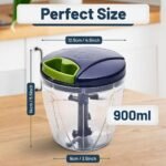 INCITATUS Manual Food Chopper with Pull Cord 30 fl oz - Pull String Chopper - Hand Pull Vegetable & Garlic Chopper - BPA Free Bowl & Stainless Steel Blades - Manual pull string cutter - Image 4