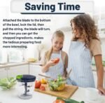 INCITATUS Manual Food Chopper with Pull Cord 30 fl oz - Pull String Chopper - Hand Pull Vegetable & Garlic Chopper - BPA Free Bowl & Stainless Steel Blades - Manual pull string cutter - Image 5