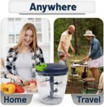 INCITATUS Manual Food Chopper with Pull Cord 30 fl oz - Pull String Chopper - Hand Pull Vegetable & Garlic Chopper - BPA Free Bowl & Stainless Steel Blades - Manual pull string cutter - Image 6