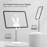 OATSBASF Cute Cell Phone Stand, Adjustable Bunny Phone Stand for Desk, Thick Case Friendly Holder Compatible with iPhone, Kindle, iPad, Switch, All Phones (White) - Image 3