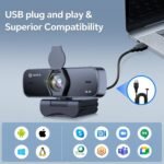 4K Webcam for PC with Sony 1/2.55'' Sensor, Dual Noise-Reduction Mics, Autofocus, 30FPS UHD, Wide-Angle USB Computer Camera with Tripod for Zoom, Teams & Skype Streaming Meetings - Image 4