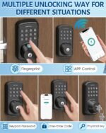 Keyless Entry Door Lock with Handle Set, Smart Door Lock with Fingerprint, 5 in 1 Unlock, Auto Lock Biometric Fingerprint Door Lock for Front Door, Easy Installation (Black) - Image 3