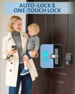 Keyless Entry Door Lock with Handle Set, Smart Door Lock with Fingerprint, 5 in 1 Unlock, Auto Lock Biometric Fingerprint Door Lock for Front Door, Easy Installation (Black) - Image 4
