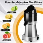 YUANHAO Commercial Electric Citrus Juicer Machine, 120V 1400 RPM with 3 Reamers & Splash Guard, Stainless Steel Automatic Orange/Lemon/Grapefruit Juicer for Bars, Restaurants, Home Use - Image 3