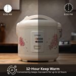 Tiger JAZ-A18U-LF 10 Cup Capacity White Rice Cooker with Non-Stick Inner Pot, Retractable Power Cord, and Keep Warm up to 12 hours (Flower) - Image 5