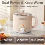 Dezin Electric Pot, 1.6L Ramen Cooker, Hot Pot Electric Stainless Steel, Multifunctional Cooker for Egg, Pasta, Soup, Porridge, Oatmeal with Temperature Control and Keep Warm Function - Image 4