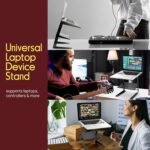 Pyle Adjustable Laptop Stand - Desk Riser for Laptop, CD Player/Controller, EFX Machine or Lighting Controller, with Shelf Storage, 4 Easy Line-It-Up Height Adjustments - Image 3