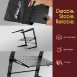 Pyle Adjustable Laptop Stand - Desk Riser for Laptop, CD Player/Controller, EFX Machine or Lighting Controller, with Shelf Storage, 4 Easy Line-It-Up Height Adjustments - Image 4