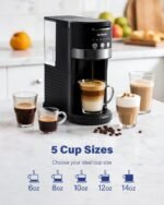 SHARDOR 3 in 1 Single Serve Coffee Maker, K Cup Pod Coffee Maker Compatible with Grounds & Teas, 6 to 14oz Brew Sizes, 40oz Removable Water Tank, Easy to Use, Black - Image 4