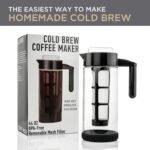 Willow & Everett Cold Brew Coffee & Iced-Tea Maker Pitcher, 1.3 L Glass Dispenser Metal & Plastic Lid Mesh Filter Iced Coffee & Sun Tea Brewing System - Image 4