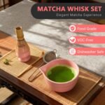 Matcha Whisk Set 5 pcs 18 oz Tea Making Bowl Kit Great for Starter Pink - Image 4