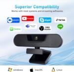 4K Webcam, Computer Camera with 4 Noise-canceling Microphones for Computer/Laptop/Mac, Privacy Cover and Tripod, Work with Video Conference, Live Streaming, Gaming, Video Calls, Zoom - Image 5