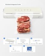 HBN Vacuum Sealer Compact Food Vacuum Sealer Machine Automatic Kitchen Food Sealer Countertop Double Heat Seal Built-in Cutter with 1 Roll & 20 Bags - Image 4