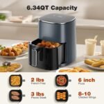 Sweetcrispy Air Fryer 6QT with Window, Square Airfryer Oven 12-in-1 for Family, 400°F Rapid Air Crispy Technology, Roast Bake Dehydrate, Nonstick & Easy-Clean Basket,Grey - Image 3