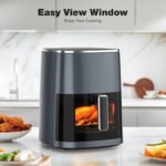 Sweetcrispy Air Fryer 6QT with Window, Square Airfryer Oven 12-in-1 for Family, 400°F Rapid Air Crispy Technology, Roast Bake Dehydrate, Nonstick & Easy-Clean Basket,Grey - Image 4
