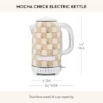 MACKENZIE-CHILDS Electric Kettle, Stainless-Steel Tea Kettle, Brown-and-White Mocha Check - Image 5