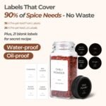 ComSaf Glass Spice Jars with Label, 24Pcs 4oz, 93 Labels, a Metal Funnel, Extra Shaker Lids, Empty Spice Containers and Square Spice Bottles for Kitchen and Seasoning - Image 3